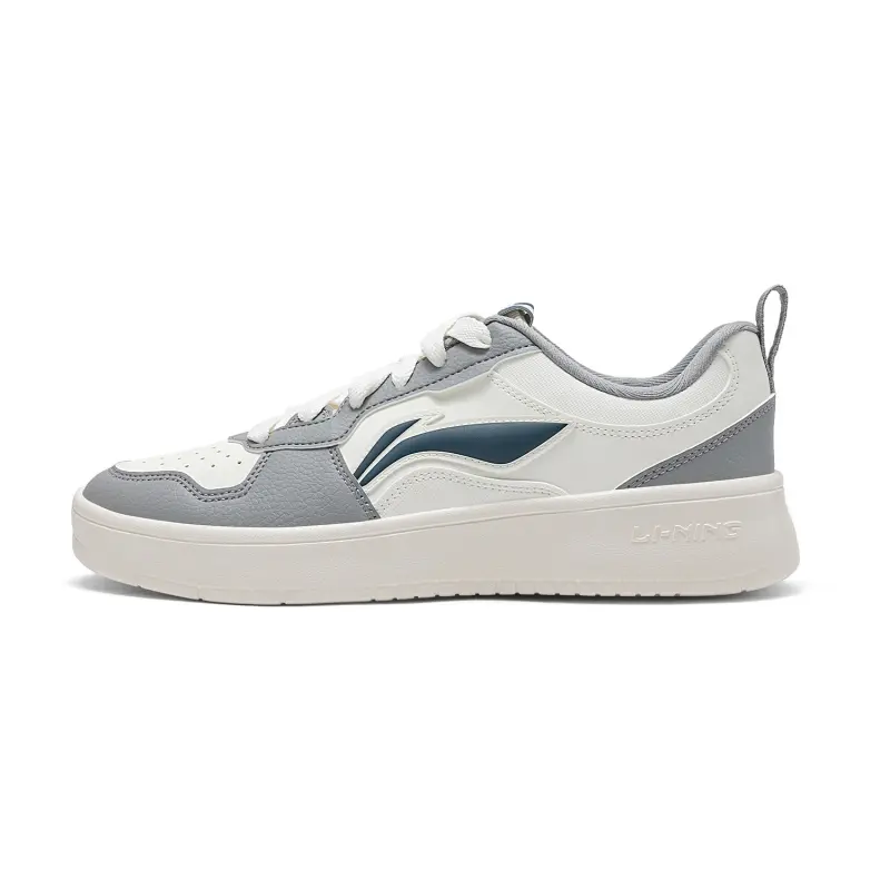 Li Ning First Cloud Abrasion Resistant Slip Resistant Low top Skateboard Shoes Men's Gray White
