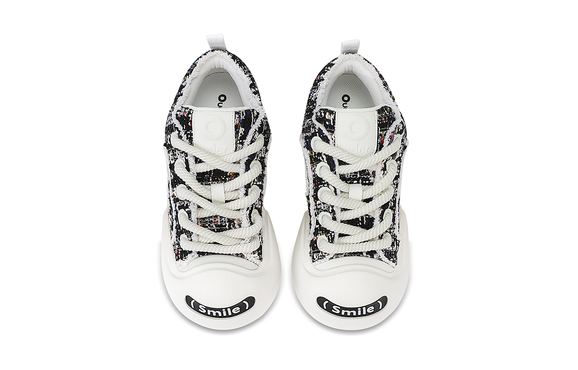 Ouder Smiler Chanel Inspired Tweed Patchwork Woven Slip Resistant Abrasion Resistant Low top