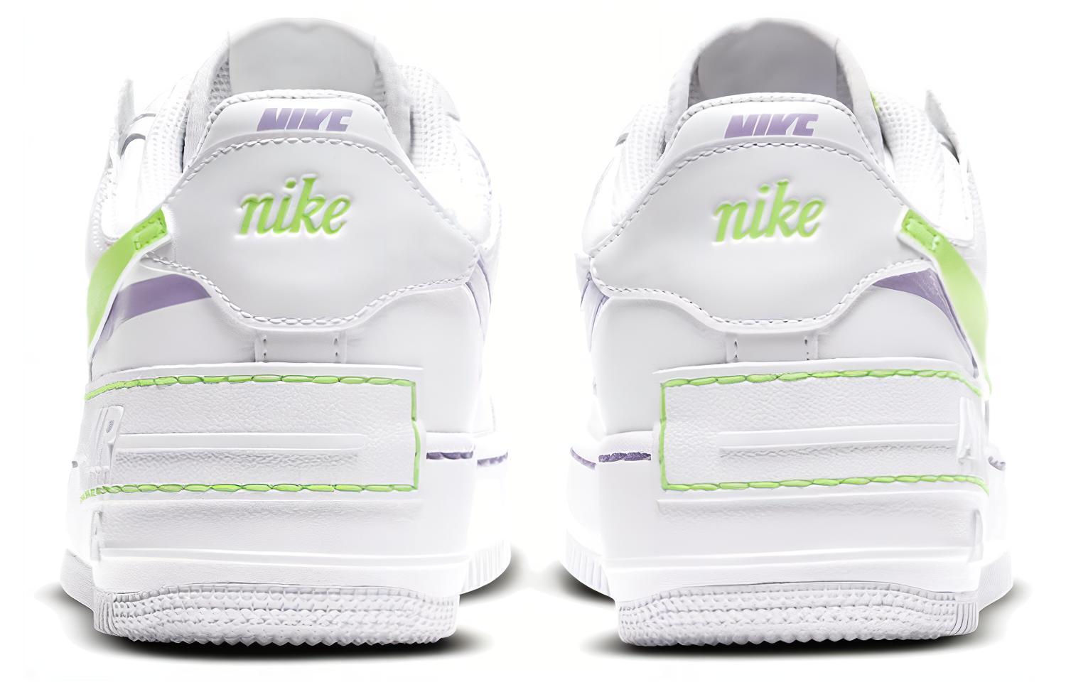 Женские кроссовки Nike Air Force 1 Shadow (бело-зелено-фиолетовые) — Белый / зелёный / фиолетовый — фото 5