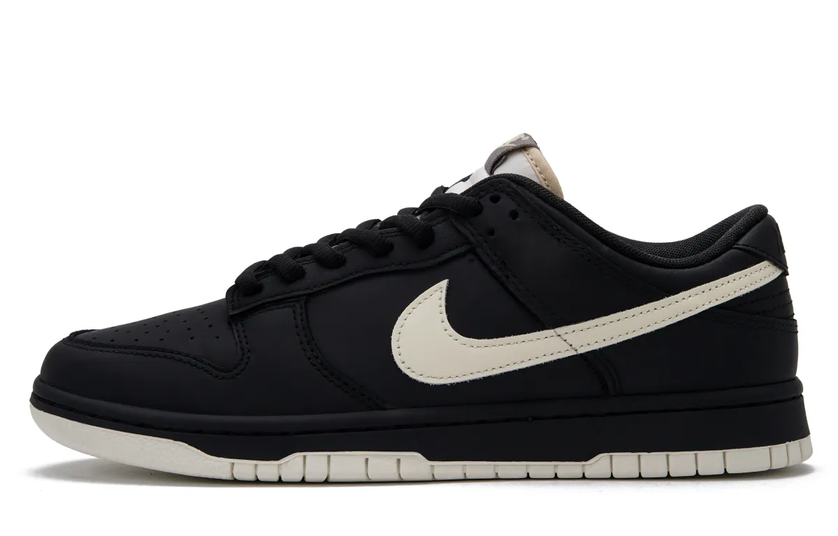 Nike Dunk Black Forest 2.0 Abrasion Resistant Low top Skateboard Shoes Unisex Black Beige