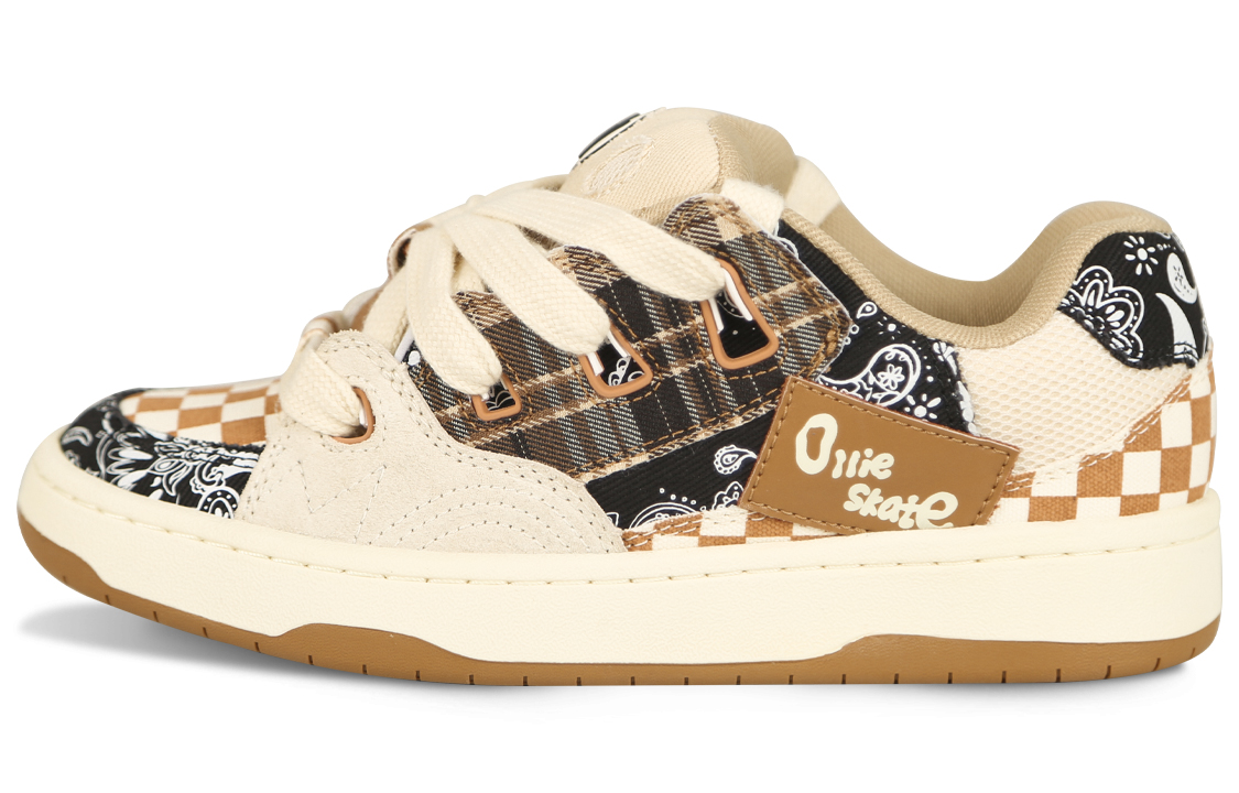 Ollieskate Cold Cemented Puffy Shoes Cushioning Low top Skateboard Shoes Unisex Paisley