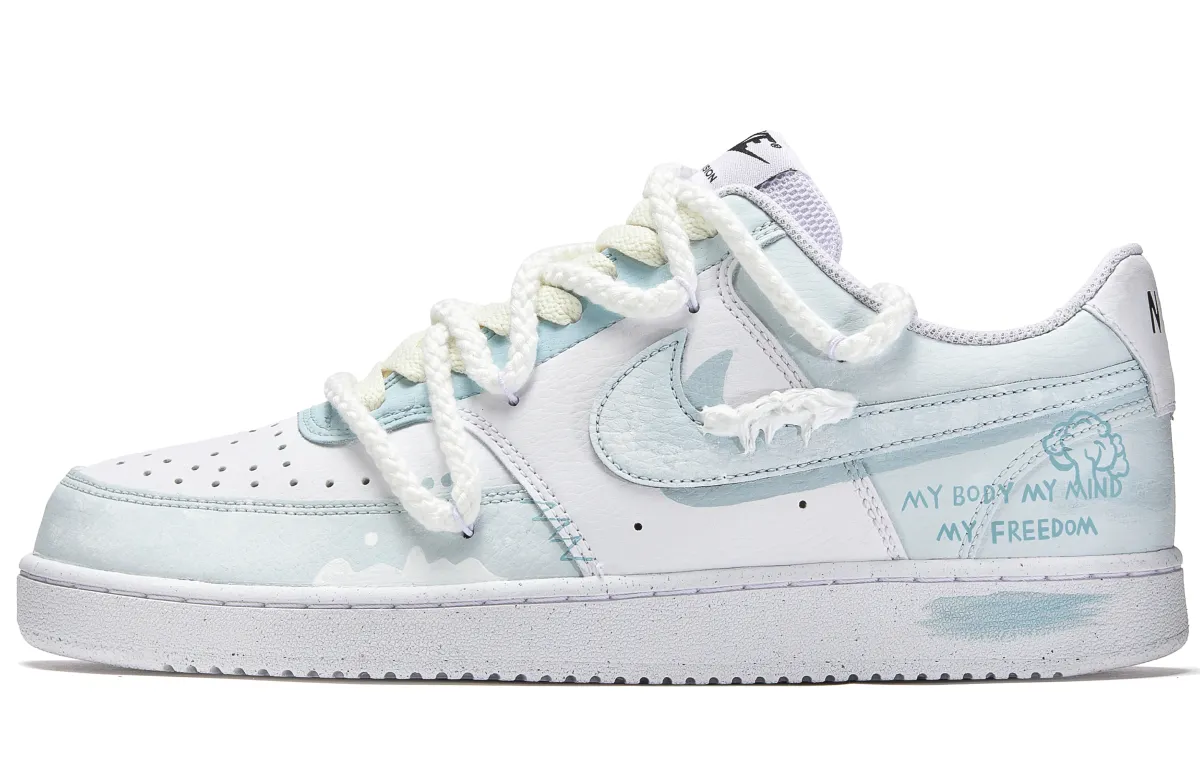 Nike Court Vision 1 Sky Green Mist Slip Resistant Cushioning Low top Skateboard Shoes Men's Blue White