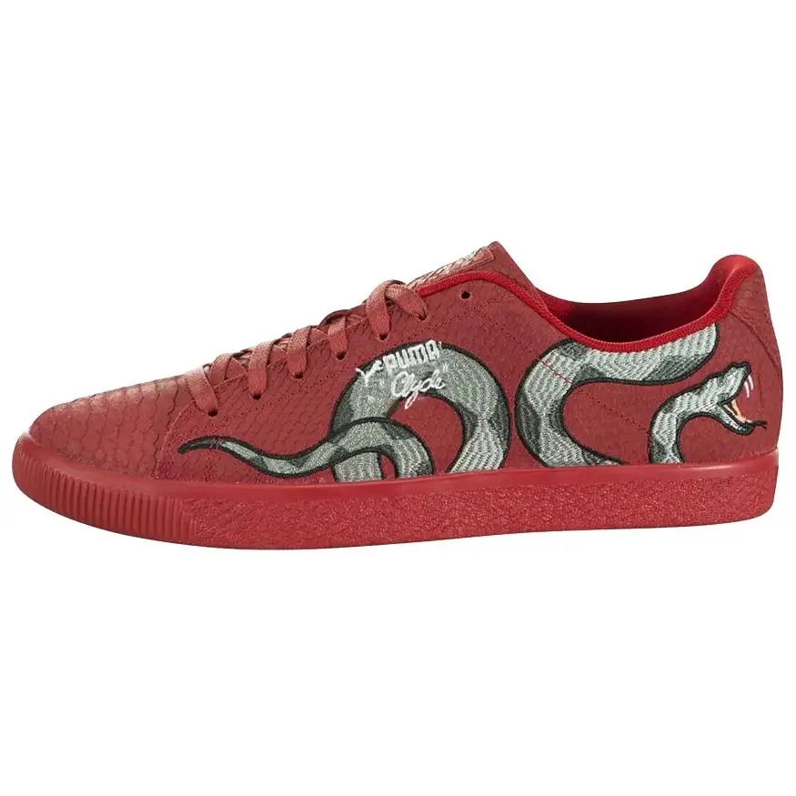 PUMA Clyde Abrasion Resistant Low top Skateboard Shoes Men's Red