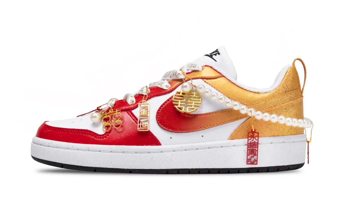 Nike Court Borough Abrasion Resistant Low top Skateboard Shoes Unisex Red Gold