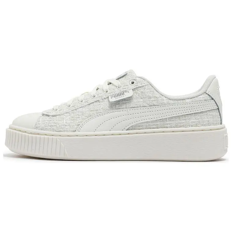PUMA Basket Abrasion Resistant Abrasion Resistant Low top Skateboard Shoes Women's Gray White