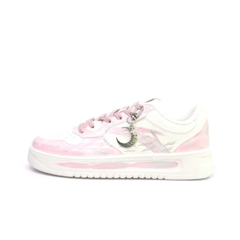 Anta Easy Slip Resistant, Abrasion Resistant, Breathable Low top Skateboard Shoes Unisex Pink White