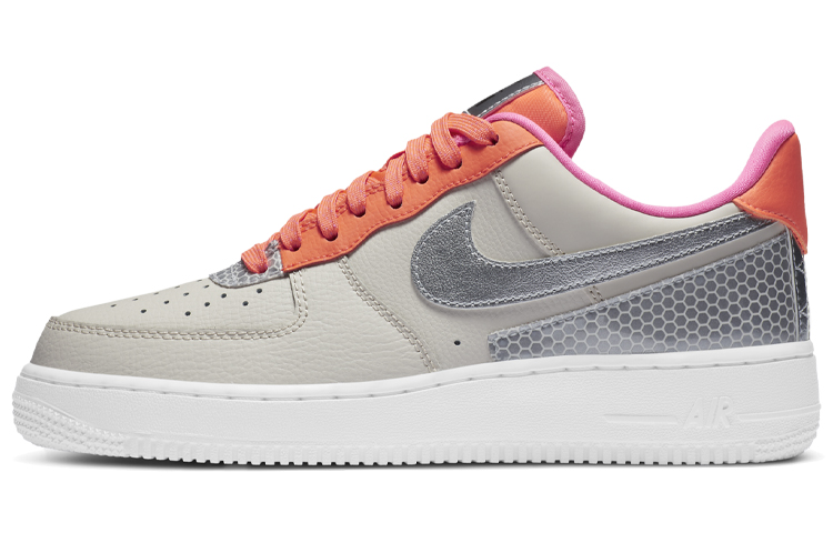 Женские кроссовки Nike Air Force 1 SE "Metallic Silver" (серебристые) — Серебристый / оранжевый / розовый — фото 1