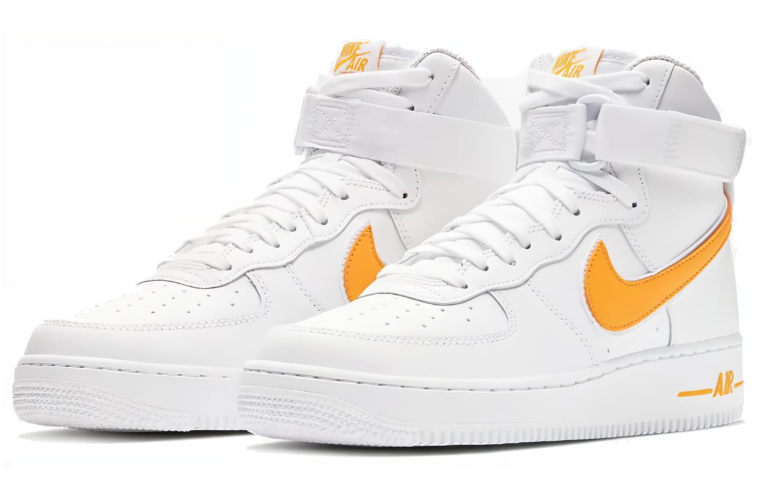 Мужские высокие кроссовки Nike Air Force 1 (желто-белый) — фото 3