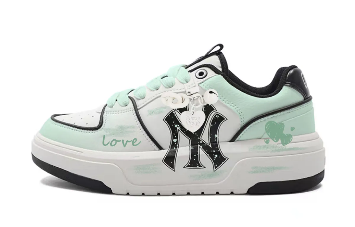 MLB Chunky Liner Xiao Green Coverage Lightweight And Breathable Low top Skateboard Shoes Unisex White Green