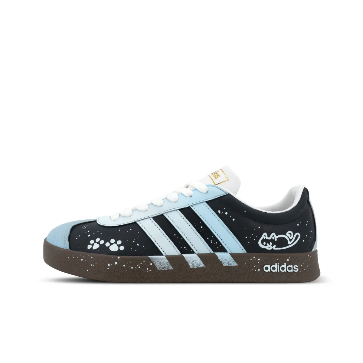 Adidas VL COURT 2.0 Gorilla Mischief XJDD Blue Star Cat Low top Skateboard Shoes Unisex Black Blue
