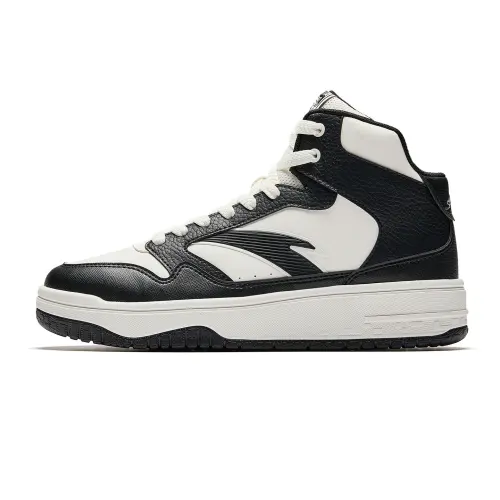 Anta Street Stubborn 3 Synthetic Leather High top Skateboard Shoes Men's Ivory White/Basic Black