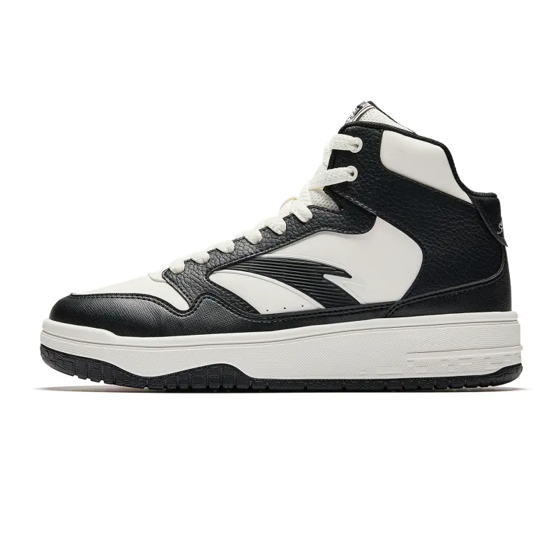 Anta Street Stubborn 3 Synthetic Leather High top Skateboard Shoes Men's Ivory White/Basic Black