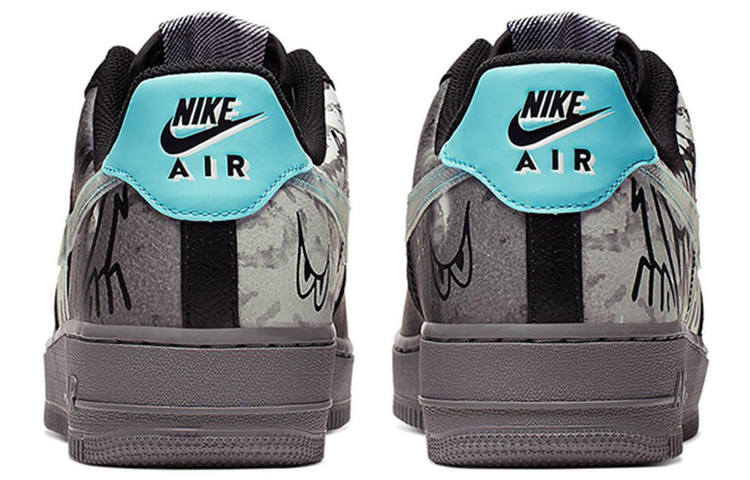 Мужские кроссовки Nike Air Force 1 (черно-синие) — Чёрный / синий — фото 4