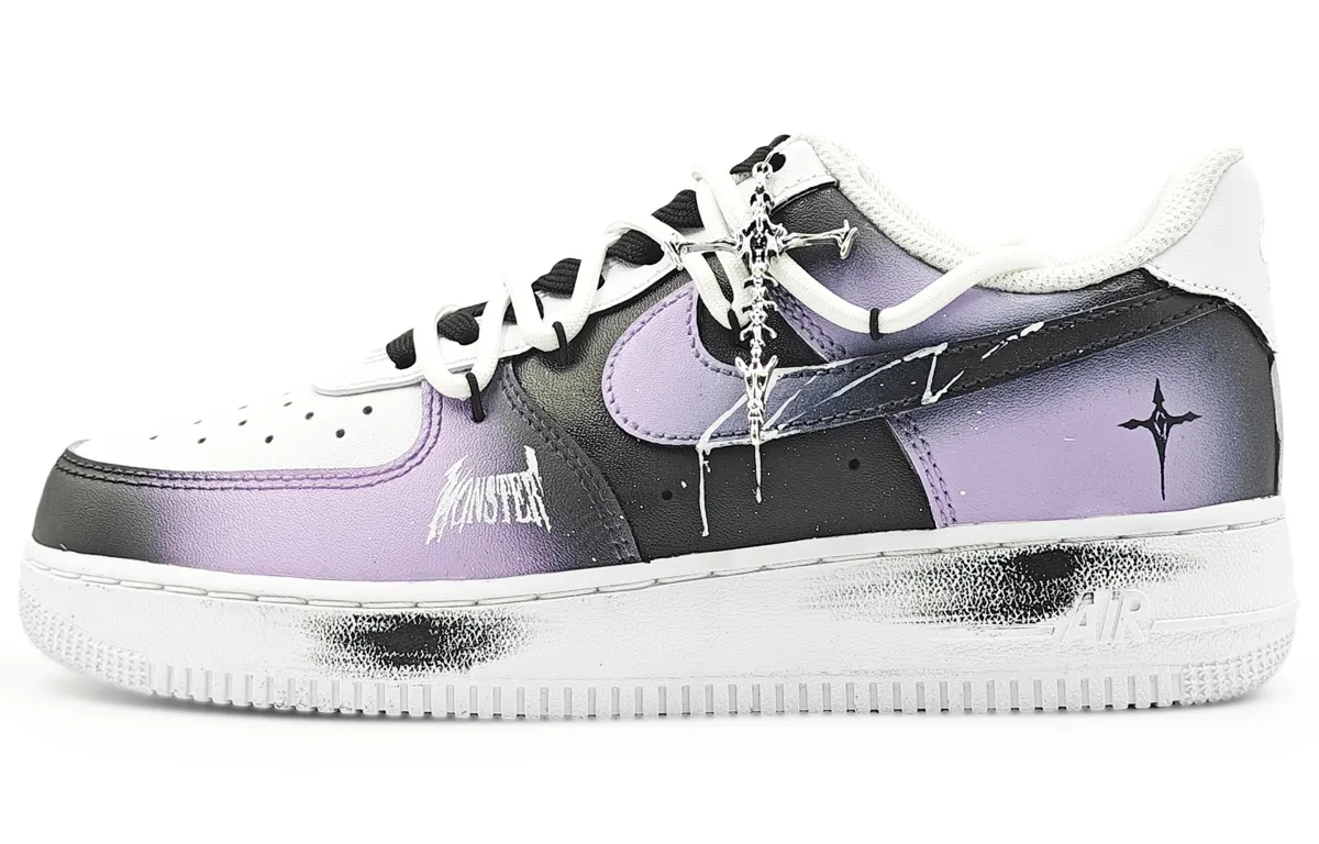 Nike Air Force 1 Abrasion Resistant Low top Skateboard Shoes Men's Black Purple