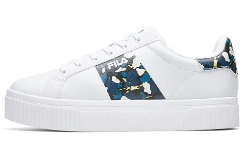 FILA FUSION Court Deluxe Synthetic Leather Low top Skateboard Shoes Women's White Blue