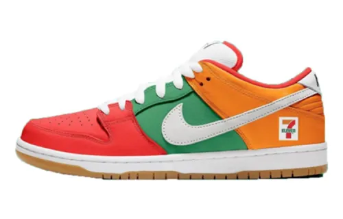7 Eleven x Nike Dunk SB Low top Skateboard Shoes Unisex Red Green Orange