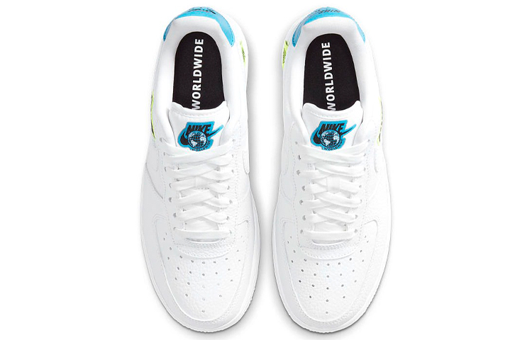 Женские кроссовки Nike Air Force 1 ’07 (бело-сине-желтые) — фото 4