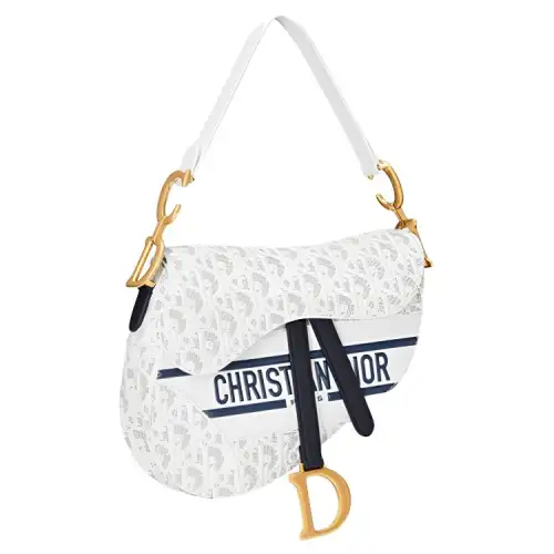 DIOR Saddle Fabric Shoulder Bag, Handbag Women's White
