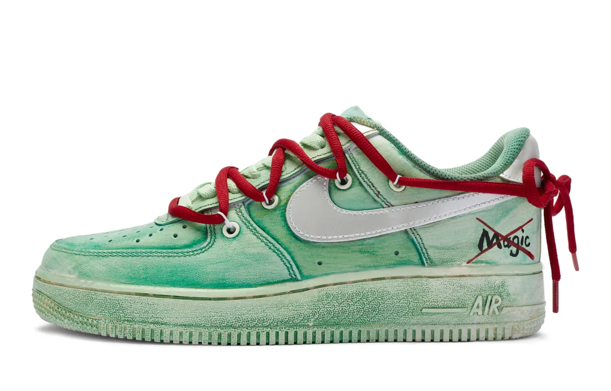 Nike Air Force 1 Height Increasing Height Increasing Low top Skateboard Shoes GS Silver Green