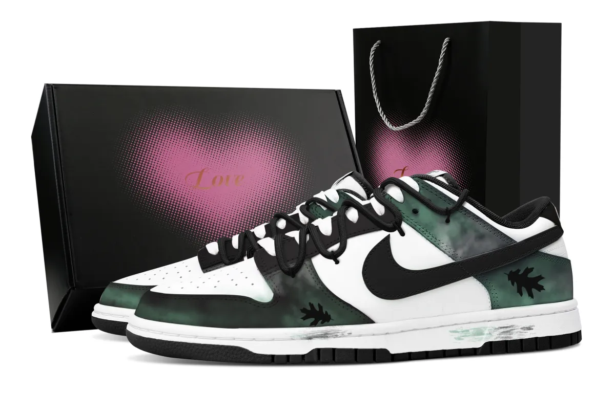 Nike Dunk Abrasion Resistant Low top Skateboard Shoes Unisex Green Black