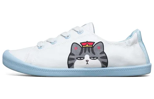 Skechers Beach Bingo My Emperor Sleeps All Night Low Top Canvas Shoes White/Blue Women's