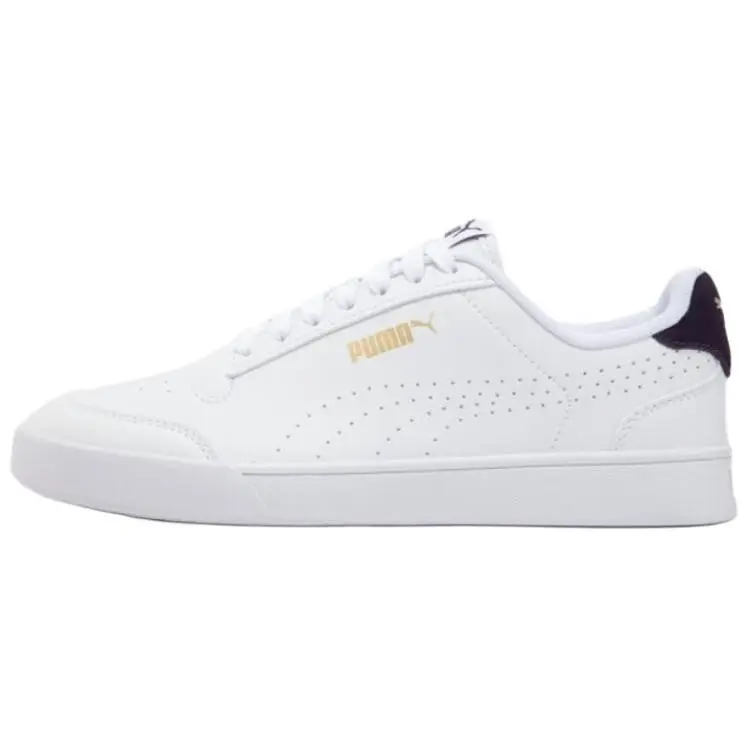 PUMA Shuffle Perf Comfortable And Lightweight Abrasion Resistant Low top Skateboard Shoes Unisex White Gold