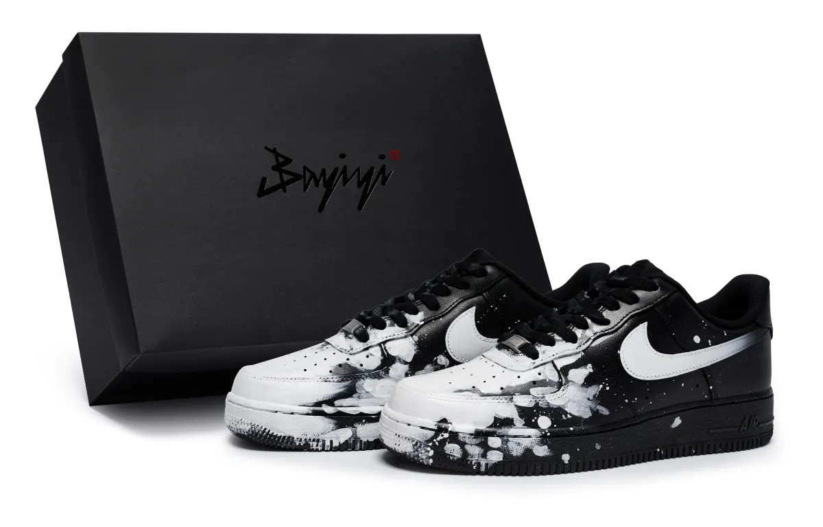 Nike Air Force 1 07 811 Manufacturing, Gothic White Flame, Special Shoe Box Low top Skateboard Shoes Unisex White Black