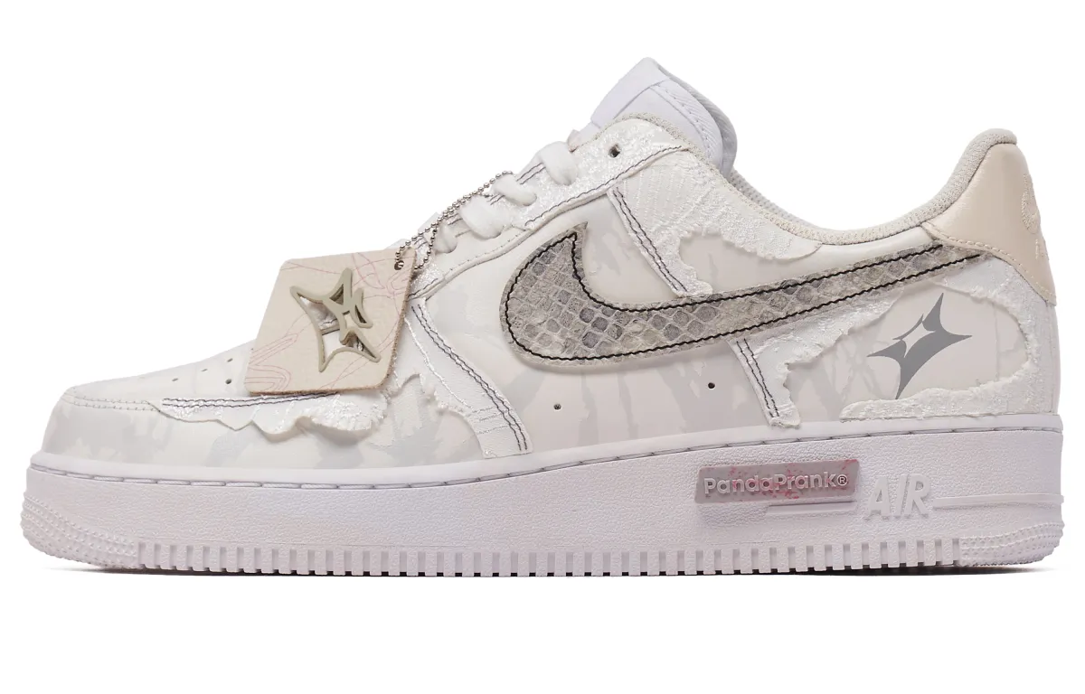 Nike Air Force 1 Low Panda Mischief Abrasion Resistant Lightweight Low top Skateboard Shoes Women's White Gray