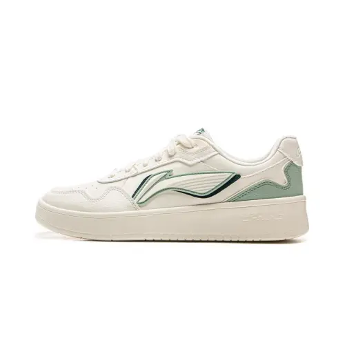 Li Ning Slip Resistant, Abrasion Resistant, Breathable Low top Skateboard Shoes Men's White Green
