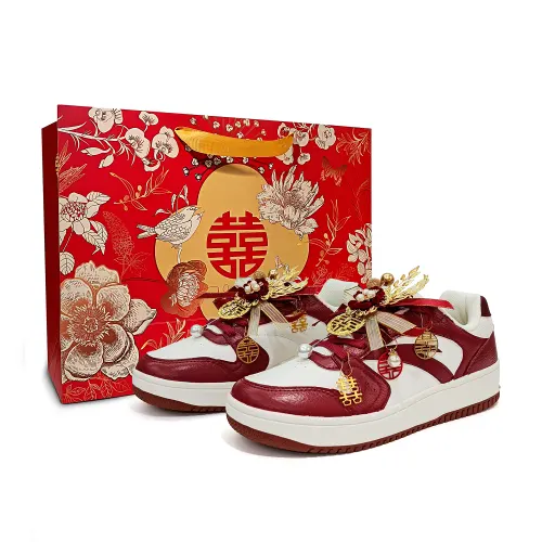Anta Cushioning Abrasion Resistant Breathable Low top Skateboard Shoes Unisex White Red