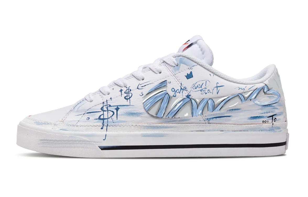 Nike Court Legacy Sky Imagination Slip Resistant Abrasion Resistant Low top Skateboard Shoes Men's White Blue