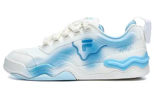 FILA FUSION KICK Wave Sole Skateboard Shoes Textile, Synthetic Leather Low top Skateboard Shoes Men's White Blue