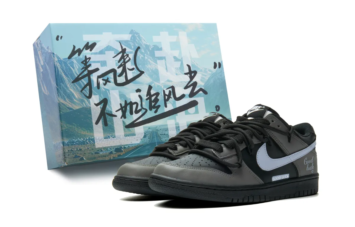 Nike Dunk Abrasion Resistant Low top Skateboard Shoes Unisex Black Gray