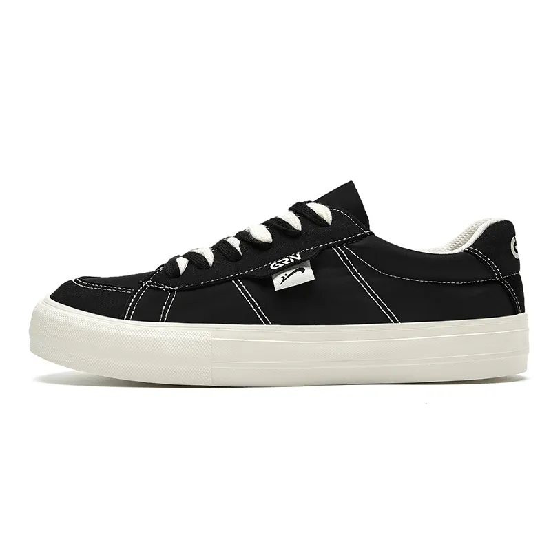 K bird Slip Resistant, Abrasion Resistant, Lightweight Low top Skateboard Shoes Unisex Black Beige