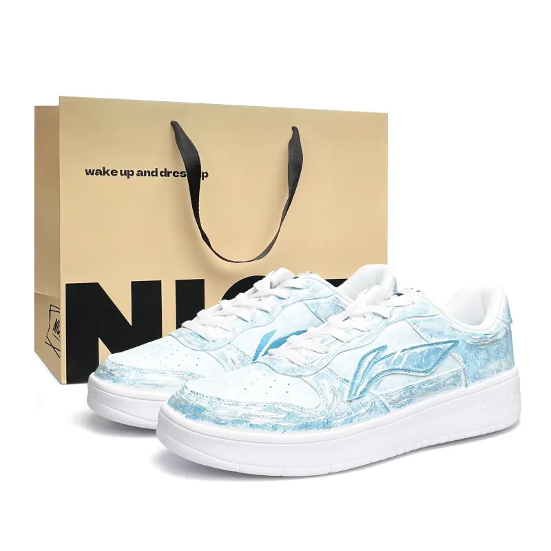 Li Ning Floating Boat Synthetic Leather Abrasion Resistant Lightweight Low top Skateboard Shoes Unisex White