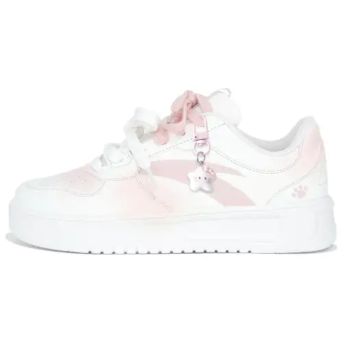 Anta Classic Slip Resistant Abrasion Resistant Low top Skateboard Shoes Women's White Pink