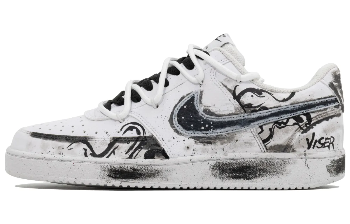Nike Court Vision Low top Skateboard Shoes Unisex Black White