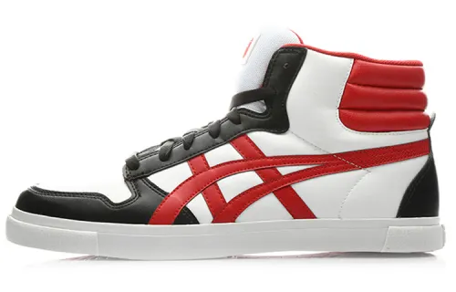 Onitsuka Tiger A Sist Mt Synthetic Leather Comfortable Abrasion Resistant Mid top Skateboard Shoes Unisex White Red