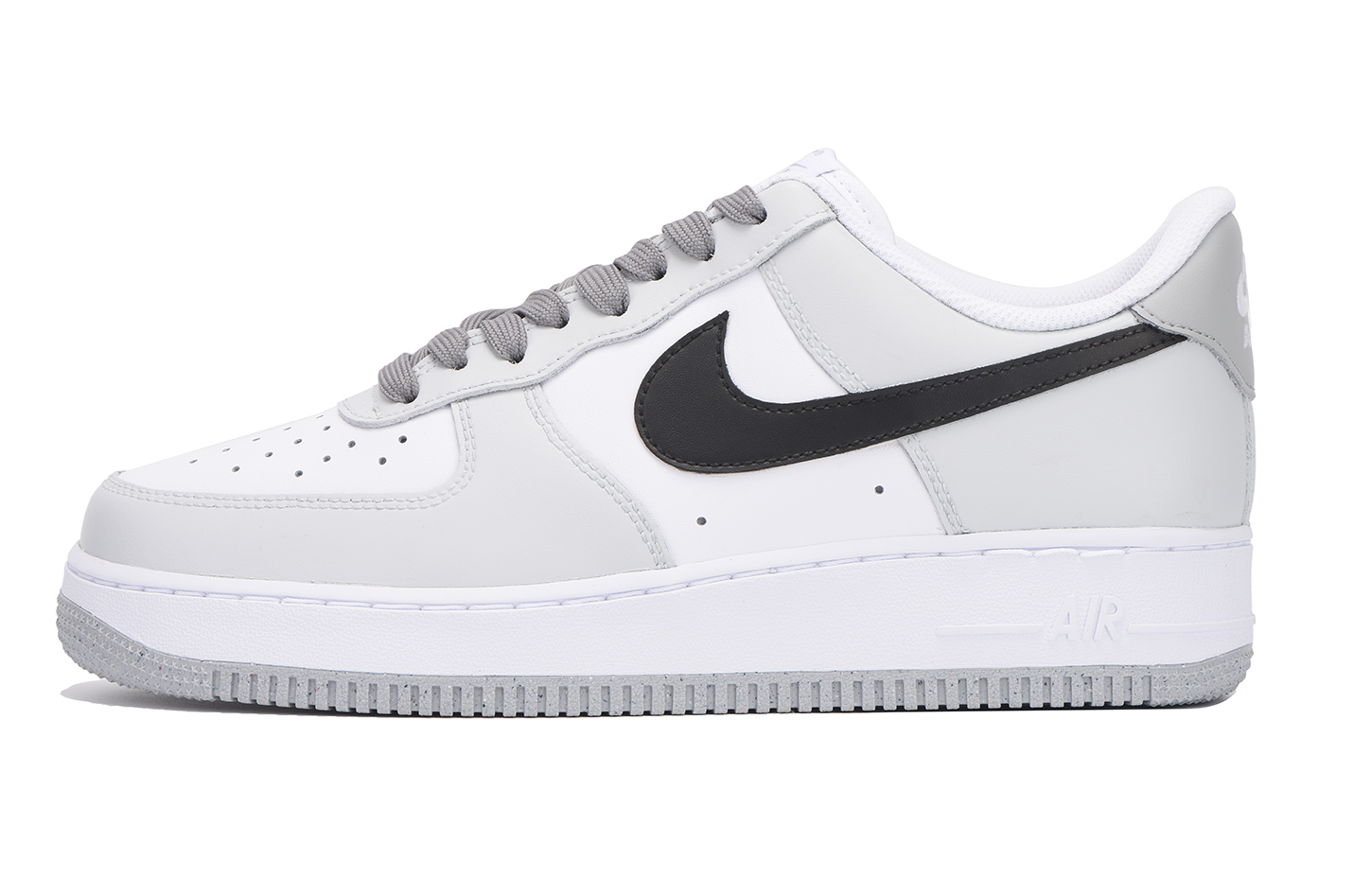 Nike Air Force 1 Coverage Slip Resistant Low top Skateboard Shoes Men's Gray White Black