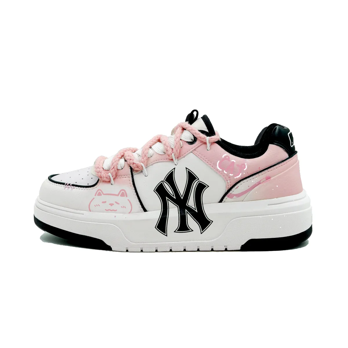 MLB Chunky Liner Non slip Lightweight Low top Skateboard Shoes Unisex Pink White