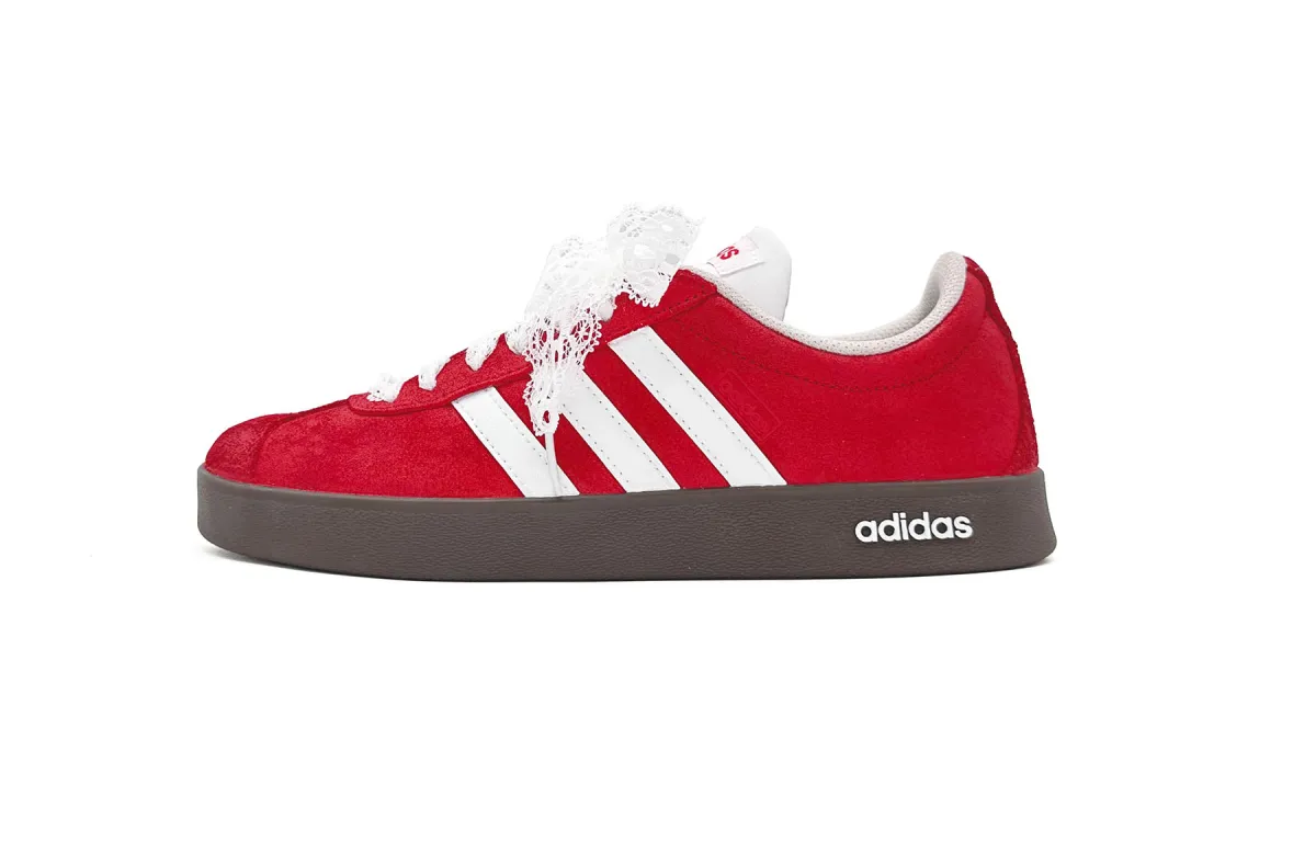 Adidas VL COURT 2.0 Slip Resistant Abrasion Resistant Low top Skateboard Shoes Unisex Red White