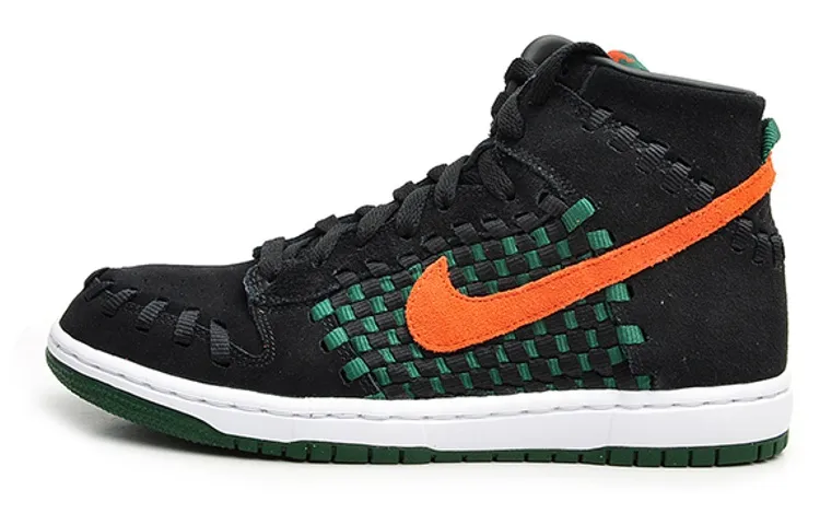 Nike Dunk Woven Gorge Green High top Skateboard Shoes Men's Black Orange