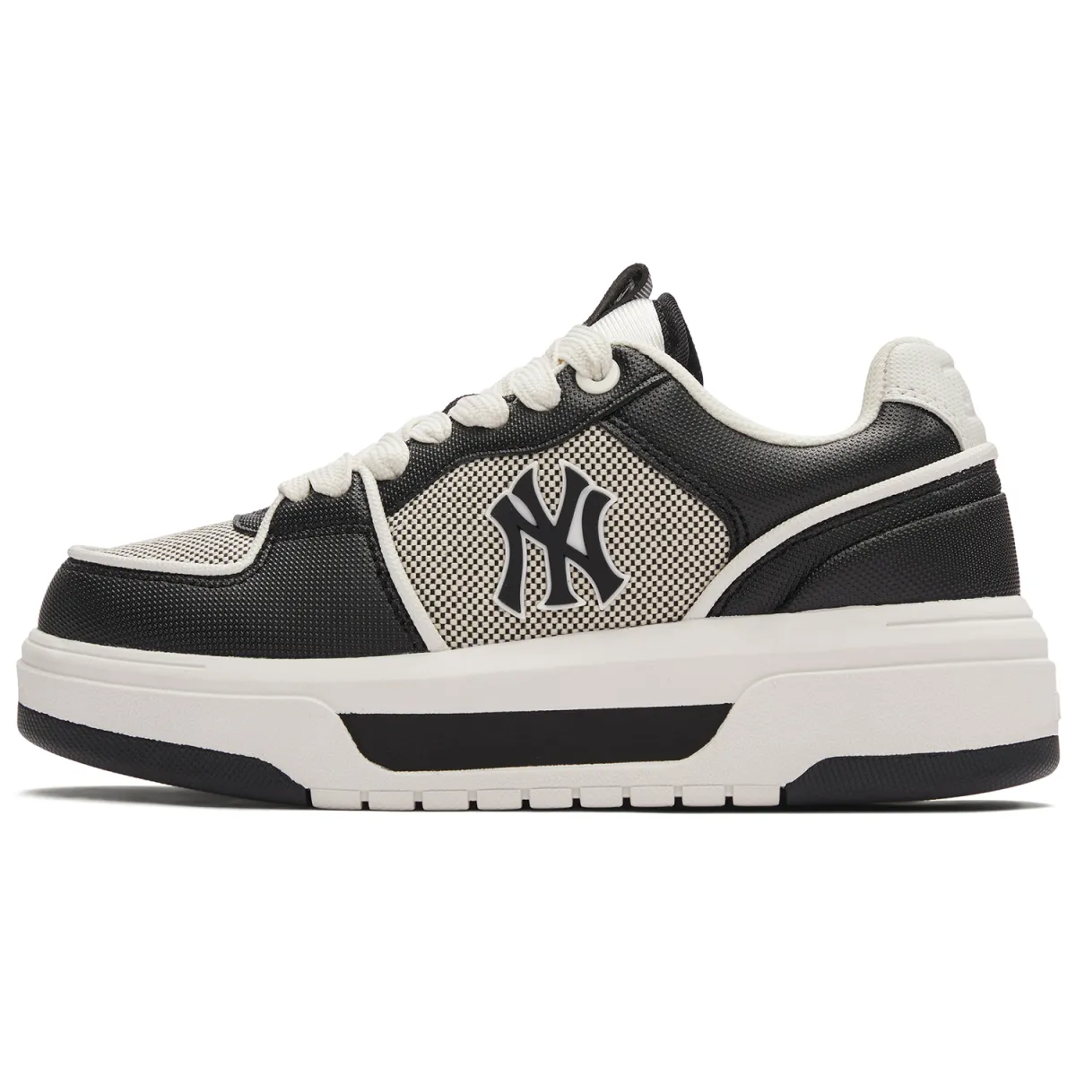 MLB Chunky Liner Textile, Synthetic Leather Low top Skateboard Shoes Unisex Black White