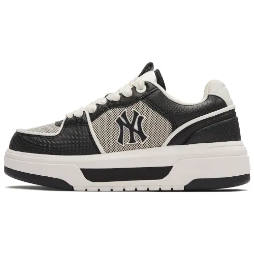 MLB Chunky Liner Textile, Synthetic Leather Low top Skateboard Shoes Unisex Black White