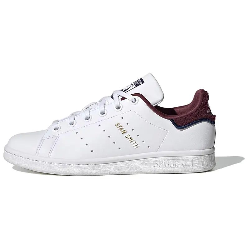 Adidas Originals Stan Smith J Slip Resistant Cushioning Abrasion Resistant Low top Skateboard Shoes Women's White Red
