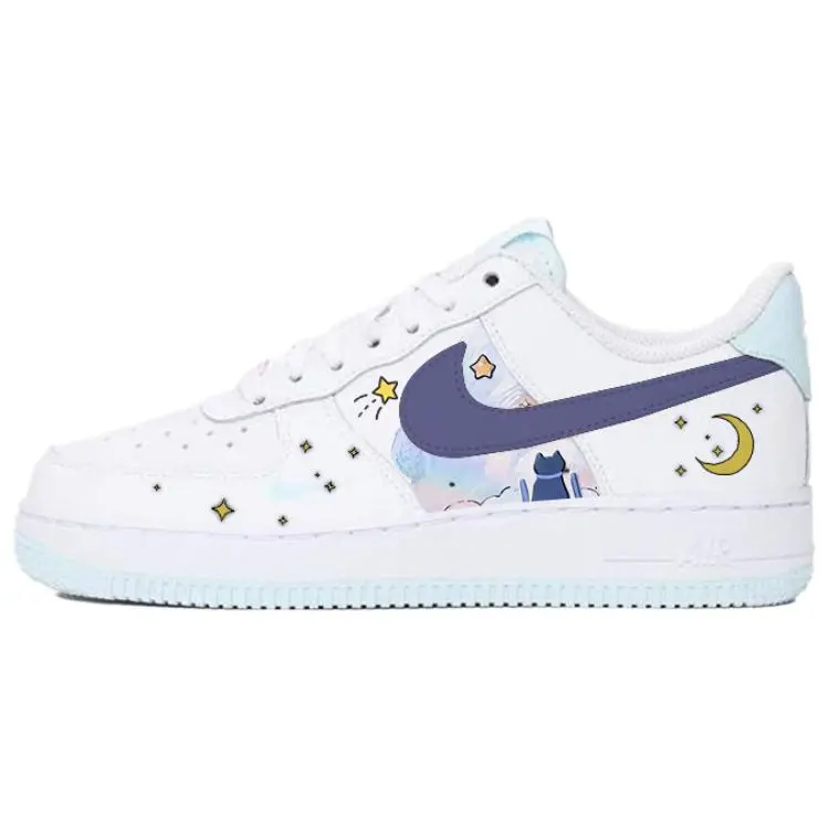 Nike Air Force 1 Radiant Nebula, Cat's Starry Sky Slip Resistant Abrasion Resistant Low top Skateboard Shoes Women's