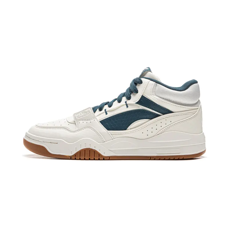 Li Ning Moon White HI Cushioning Mid top Skateboard Shoes Men's White Green