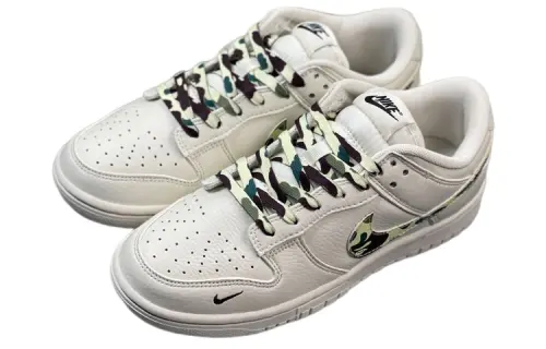 A BATHING APE x Nike SB Dunk Low Slip Resistant Low top Skateboard Shoes Men's White