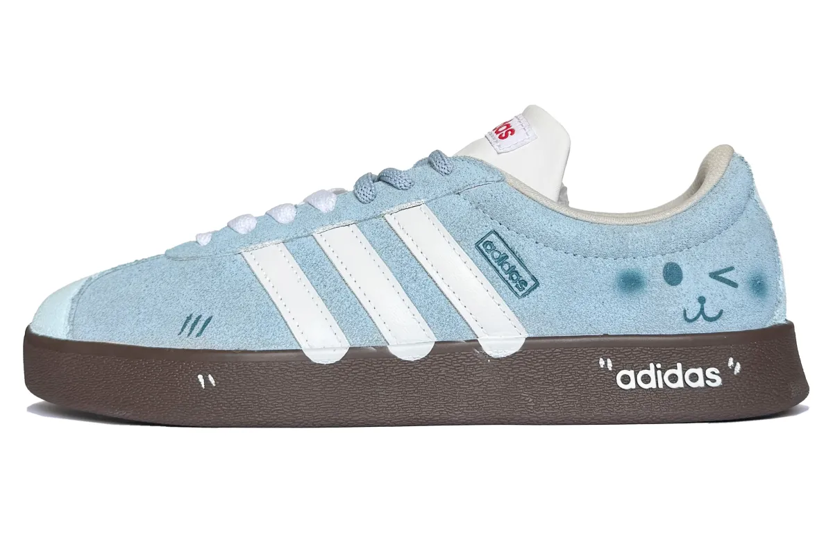 Adidas VL COURT 2.0 Lunar Post, Blue Baby Cushioning Low top Skateboard Shoes Unisex Blue White