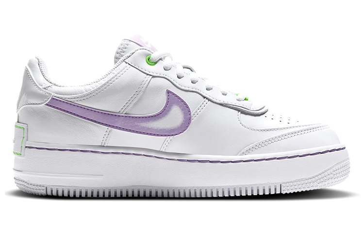 Женские кроссовки Nike Air Force 1 Shadow (бело-зелено-фиолетовые) — Белый / зелёный / фиолетовый — фото 2